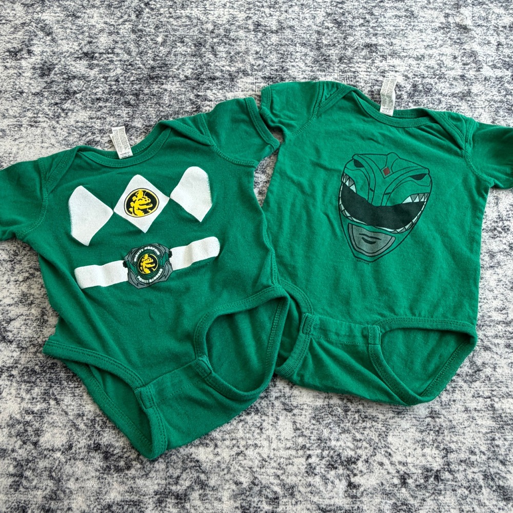 Power Rangers Green Ranger Costume 2pc Bodysuit Lot 12 Months Green Superhero